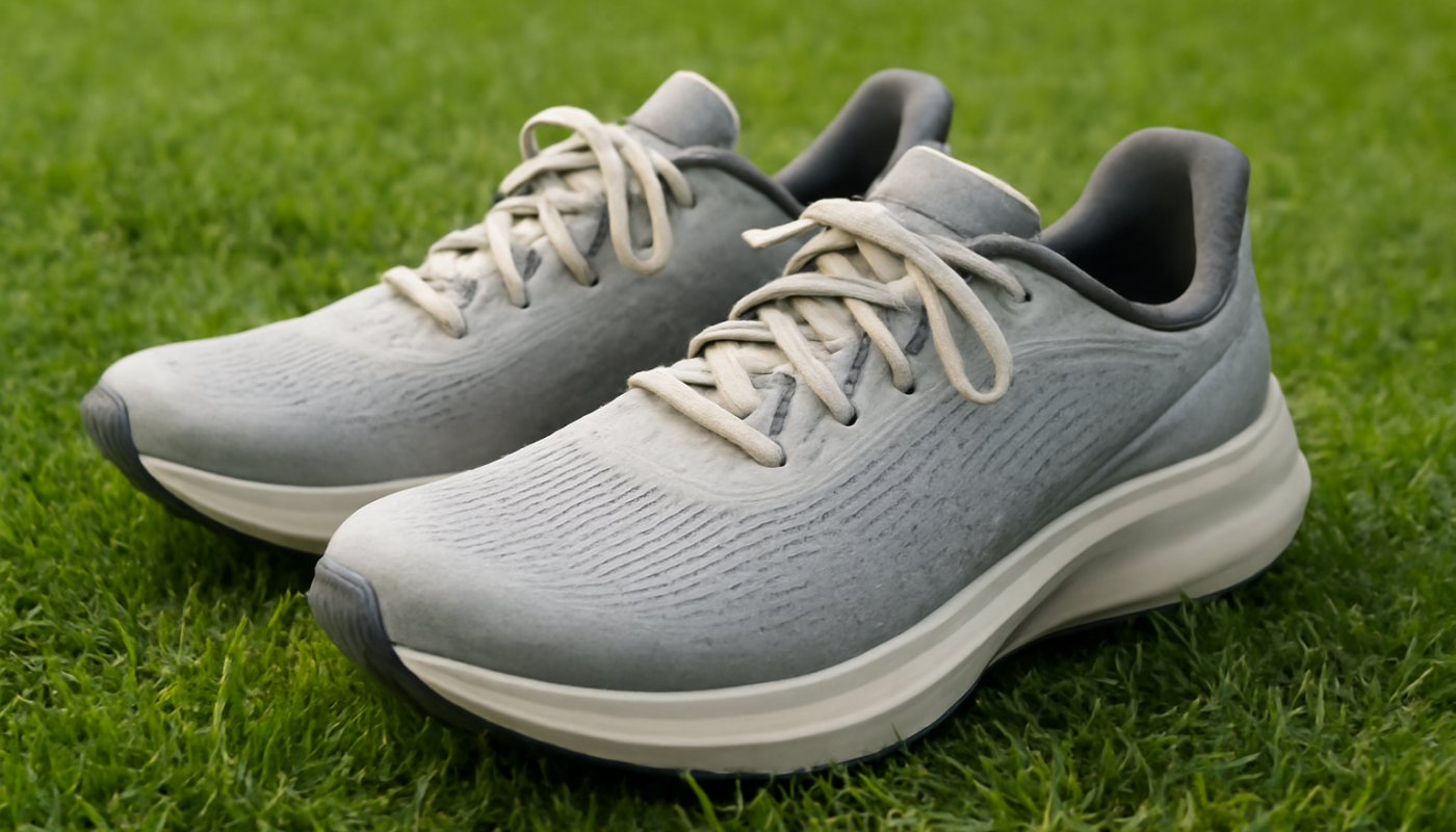 baskets de running poses sur gazon
