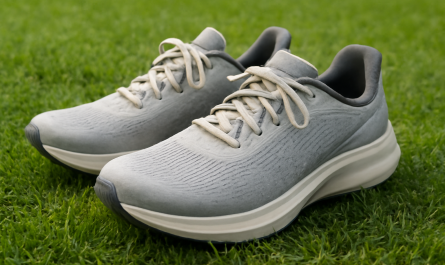 baskets de running poses sur gazon