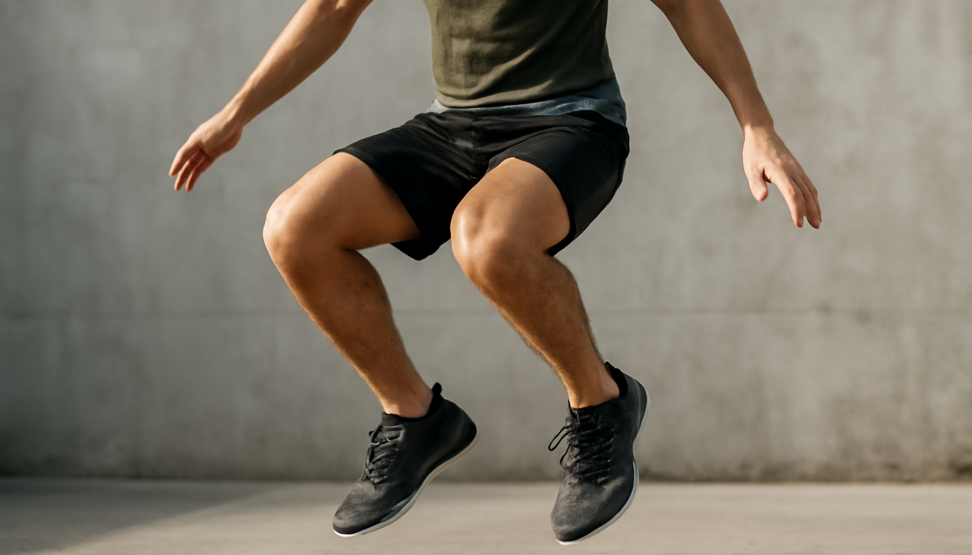 personne faisant sauts portee chaussures de gym