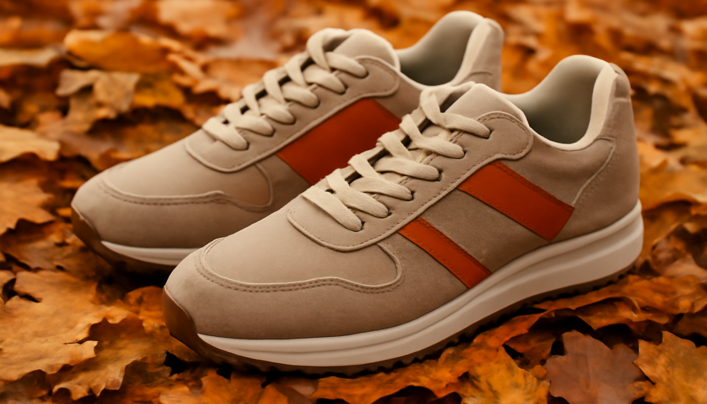 baskets posees sur feuilles d'automne