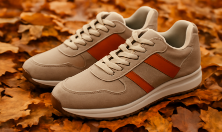 baskets posees sur feuilles d'automne