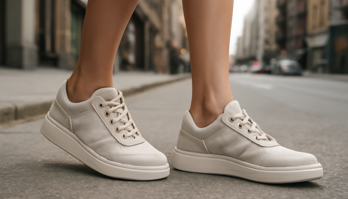pieds fins dans des baskets en ville