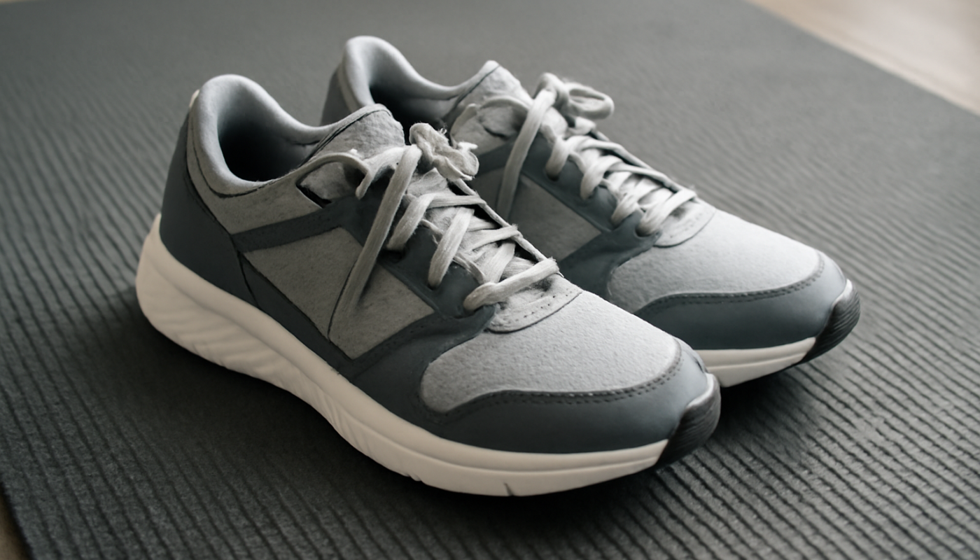 paire de baskets sur tapis de salle