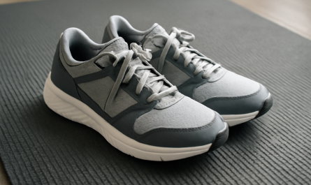 paire de baskets sur tapis de salle