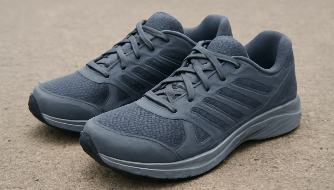 paire de chaussures sport mixtes sur sol exterieur