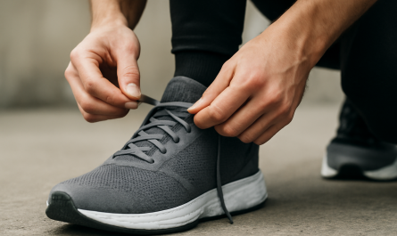 personne laçant des chaussures de sport