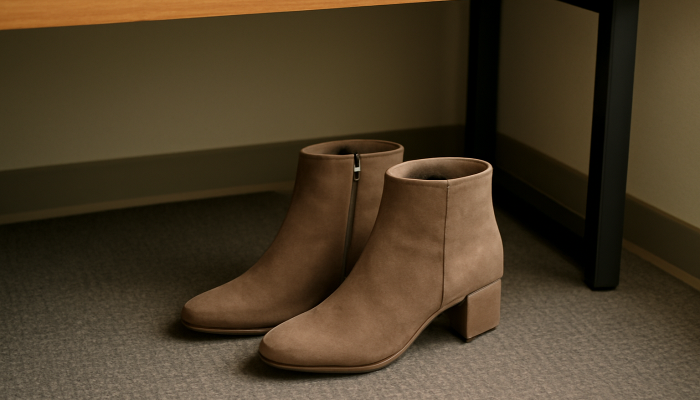 bottines posees sous un bureau