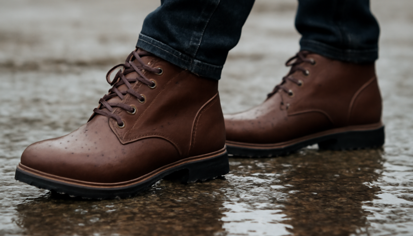 bottines waterproof marchant sur sol mouille
