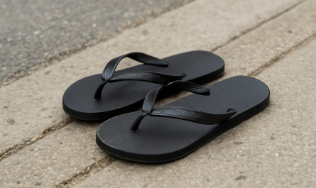 tongs posees sur bord de trottoir