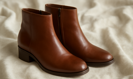 bottines en cuir posees sur chiffon doux