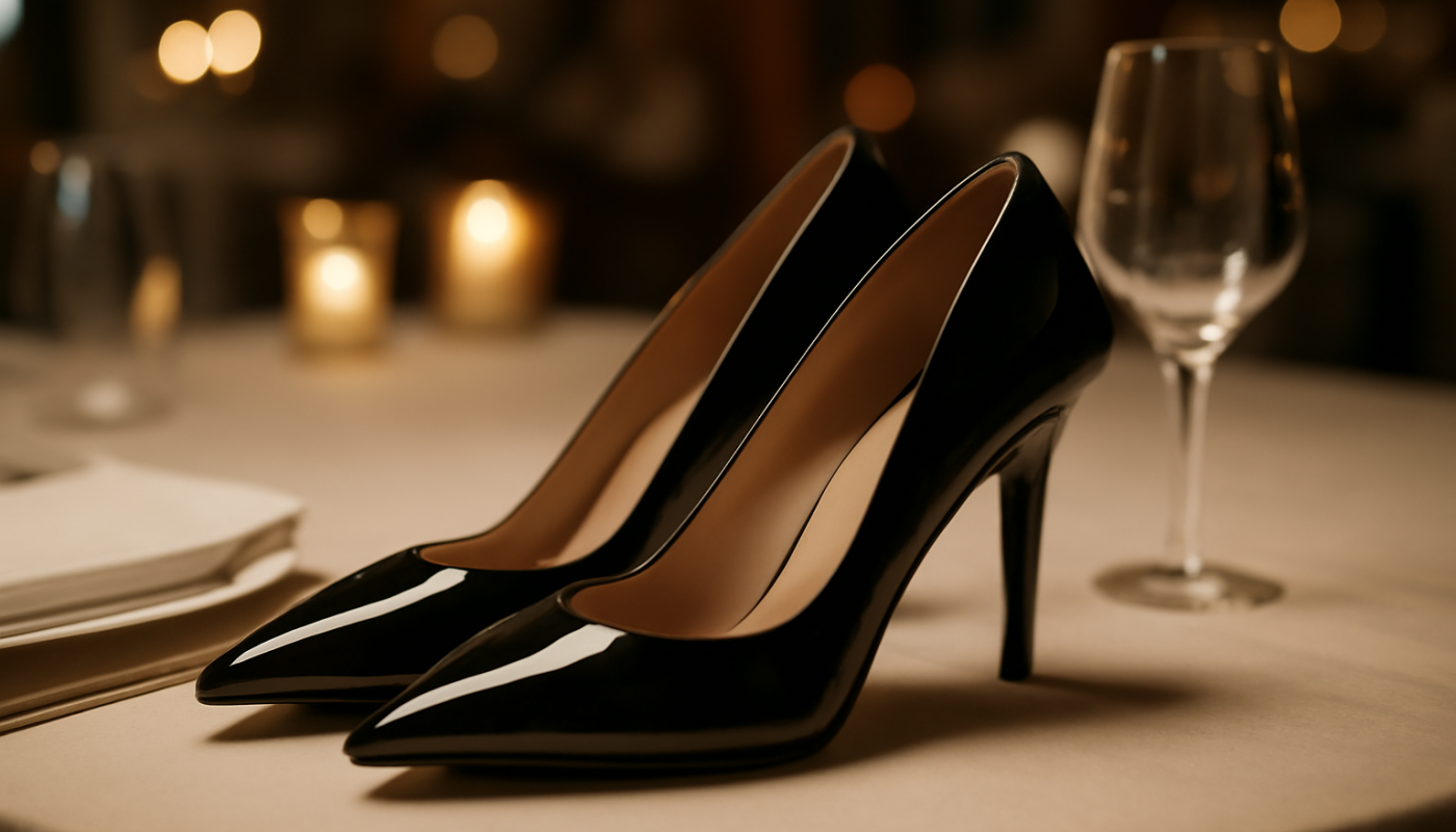 escarpins poses sur table de soiree