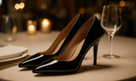 escarpins poses sur table de soiree