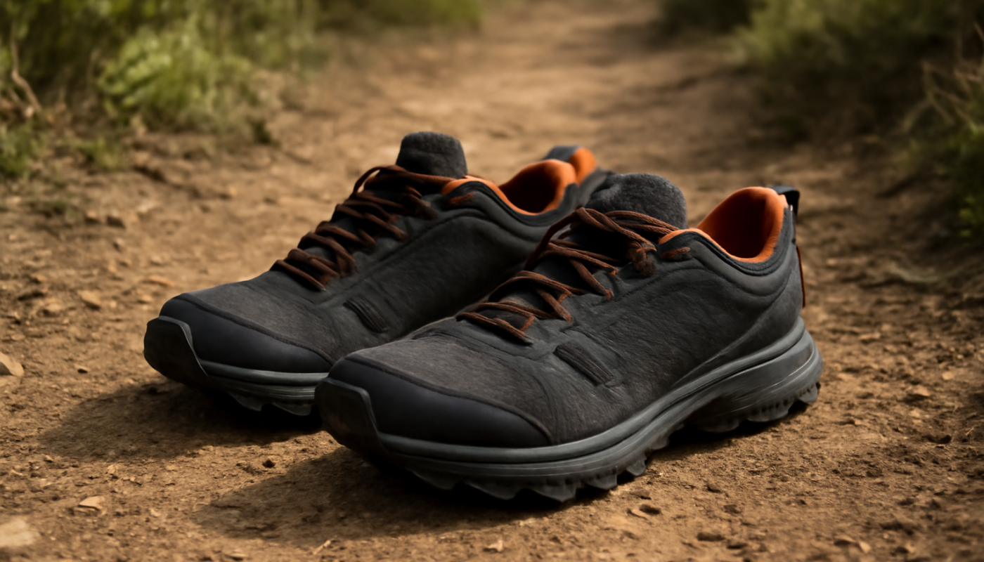 paire de chaussures de trail sur sentier