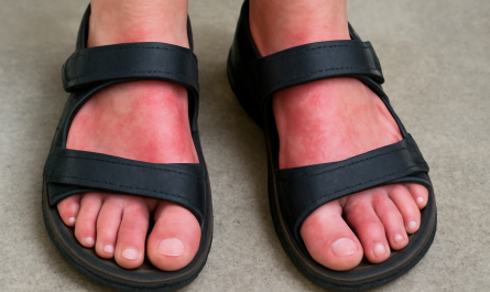 pieds avec sandales montrant rougeur