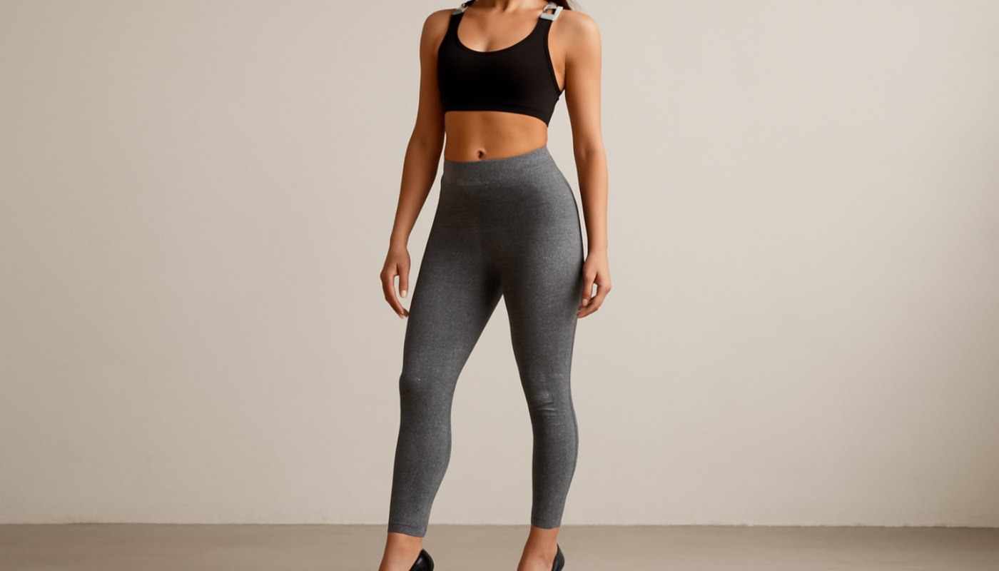 femme portant talons et pieces sportives