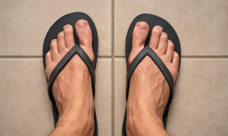 pieds en tongs sur sol carrelage