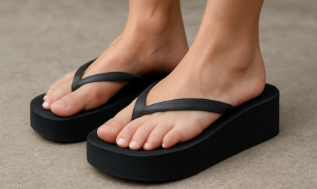 pieds portant tongs avec semelle epaisse