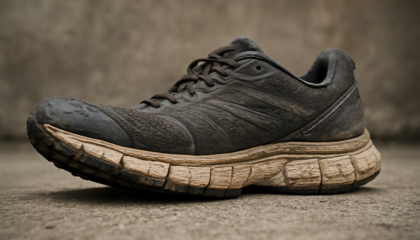 semelle de running usee vue de cote