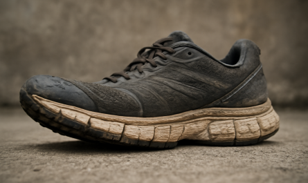 semelle de running usee vue de cote