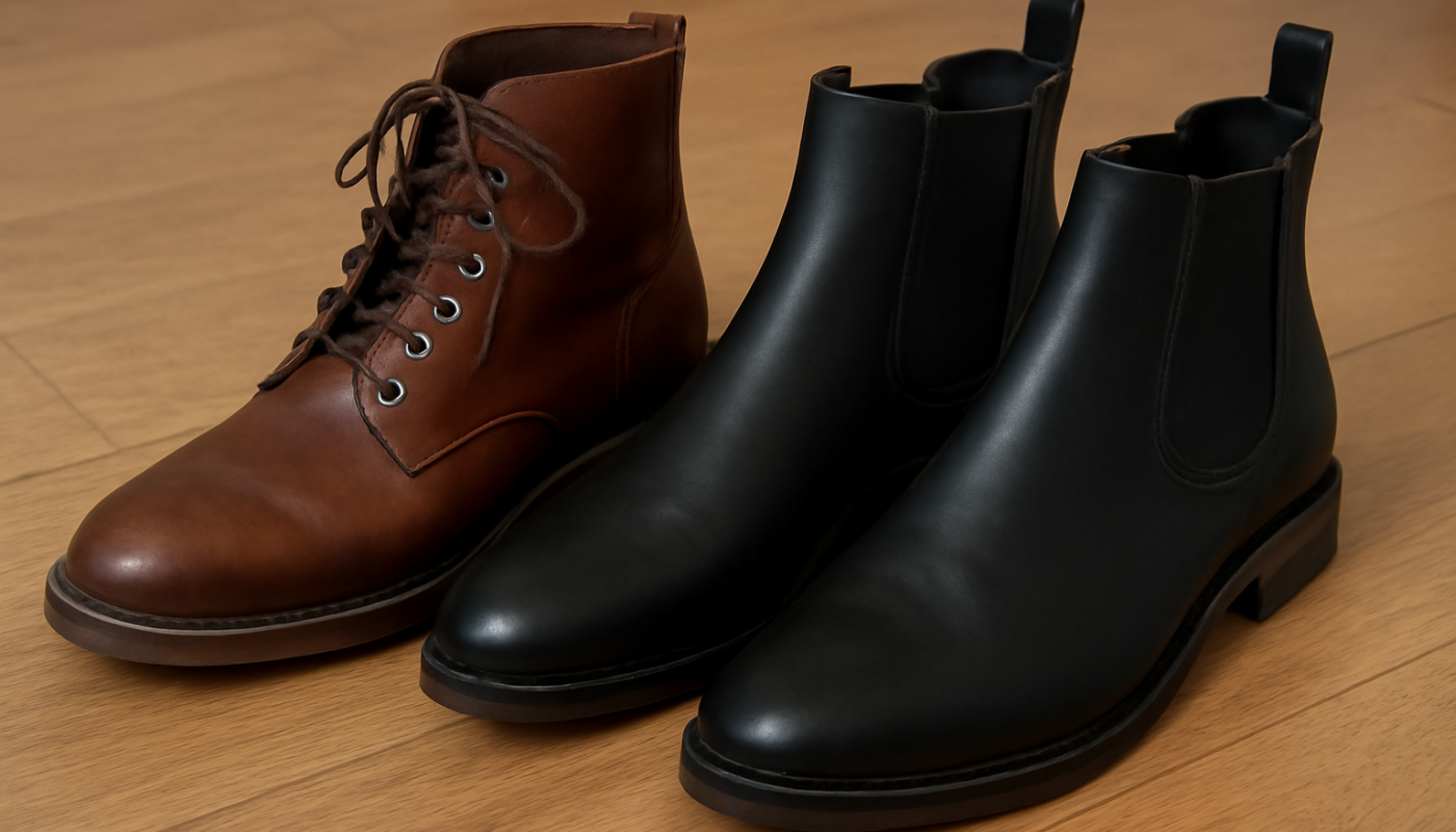 bottines chelsea et lacets posées côte