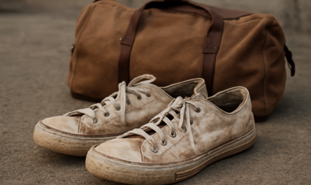 baskets usees a cote d'un sac de voyage