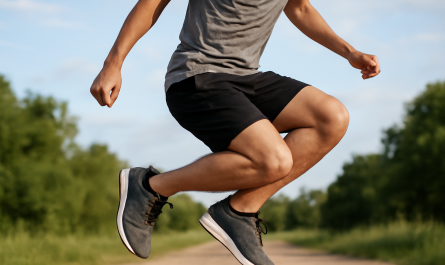 personne sautant avec chaussures de sport