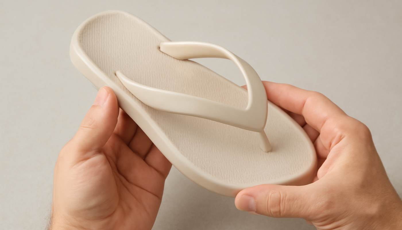 mains tenant une tongs en main