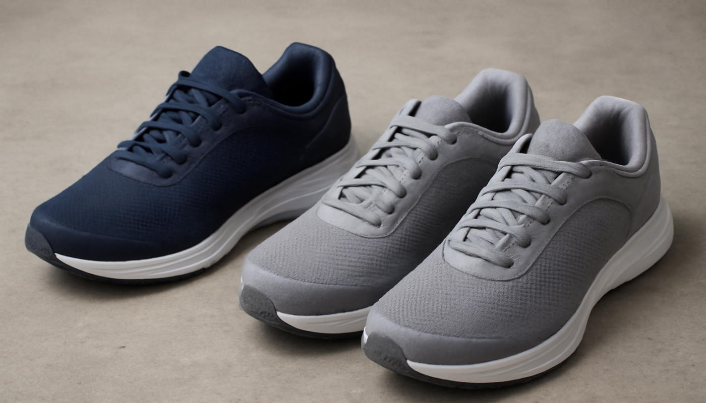 deux paires de chaussures de sport cote a cote