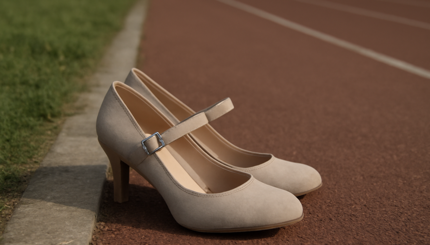 escarpins à bride posés près d'une piste