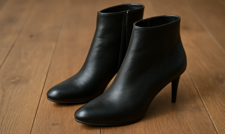 bottines fines posees sur sol en bois