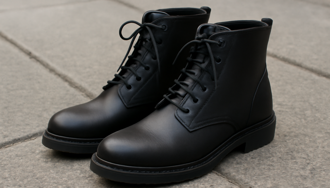 bottines lacées posées sur trottoir