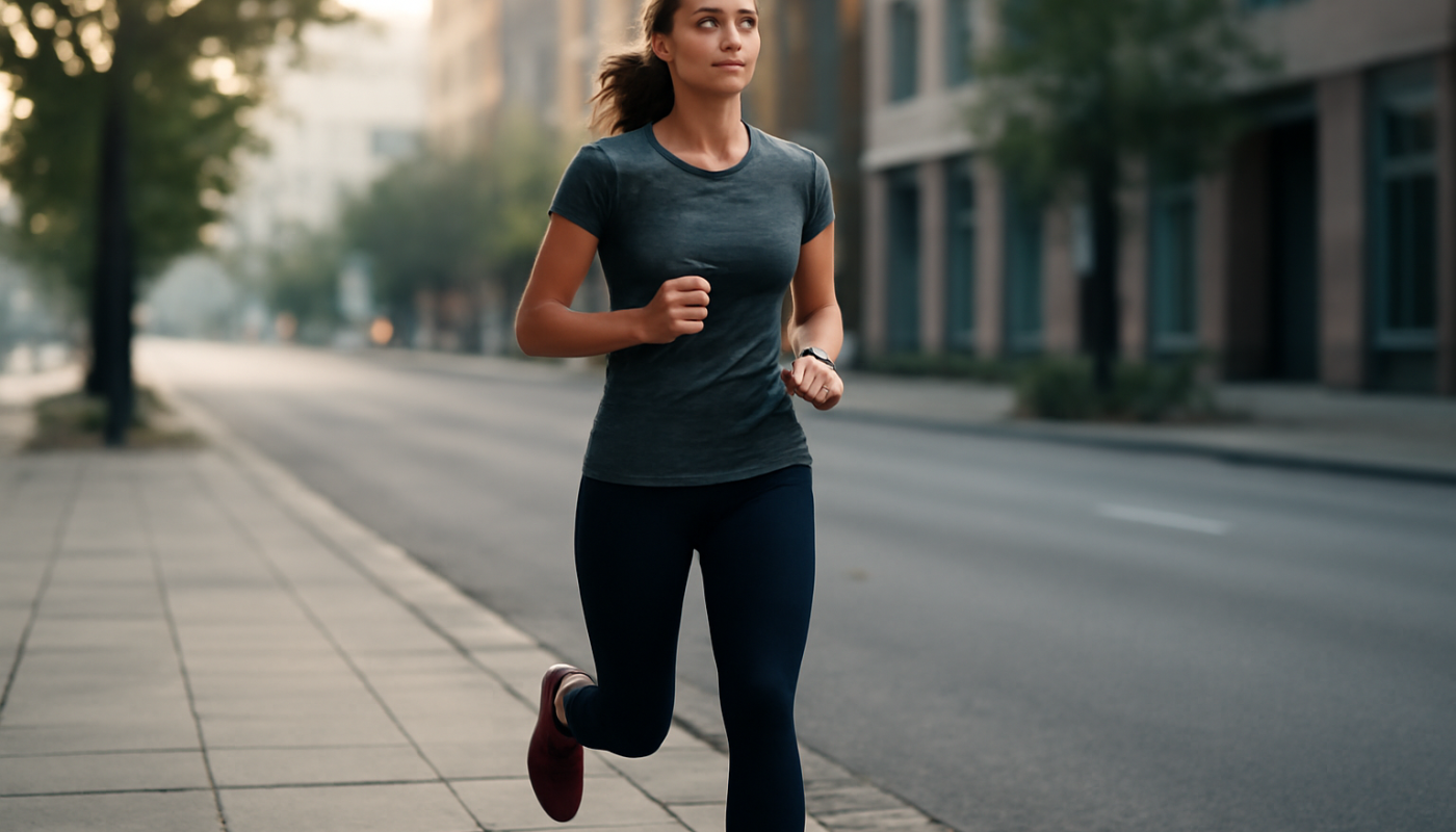 joggeuse courant sur chemin urbain