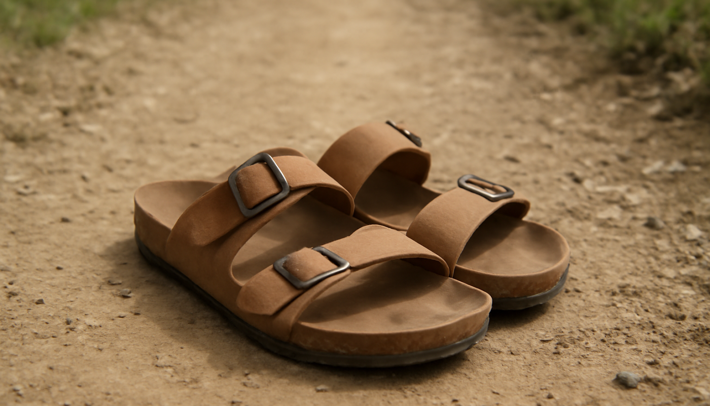 sandales sur chemin de terre