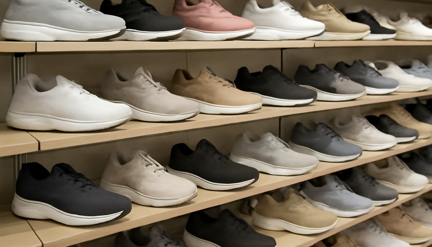 rayon de baskets variées en magasin