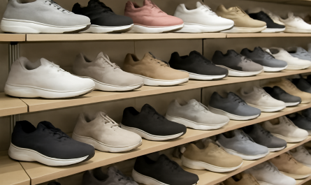rayon de baskets variées en magasin