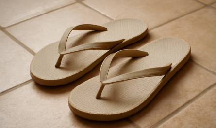 tongs posées sur carrelage intérieur