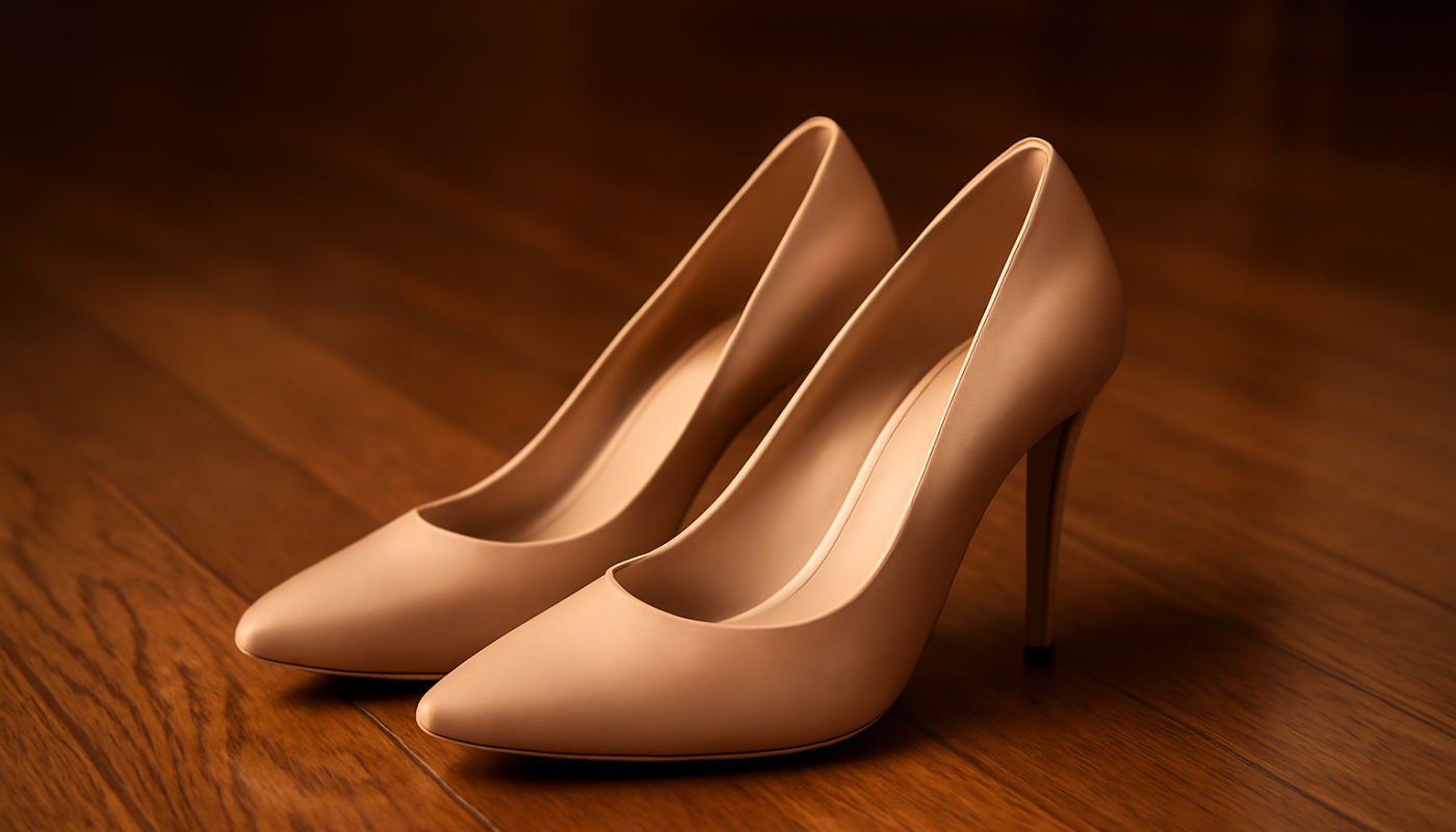 paire de talons sur plancher de soirée