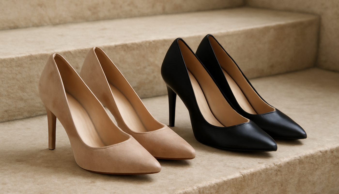 deux paires de talons posées sur marche