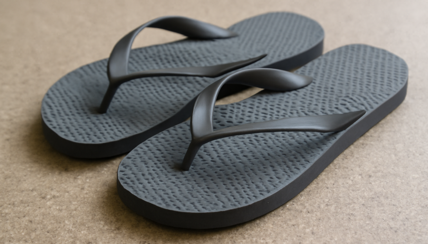 tongs équipées d'accessoires antidérapants sur sol