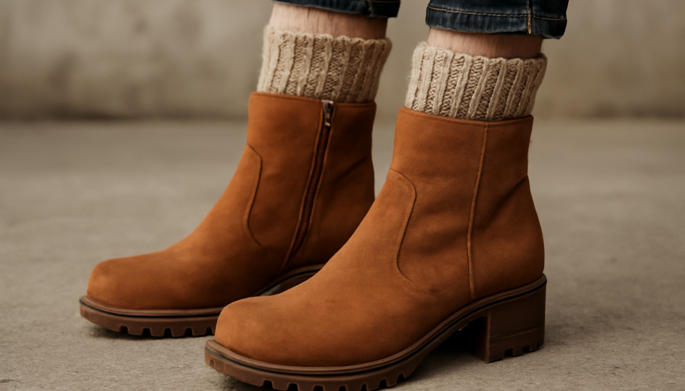 bottines portées avec chaussettes épaisses