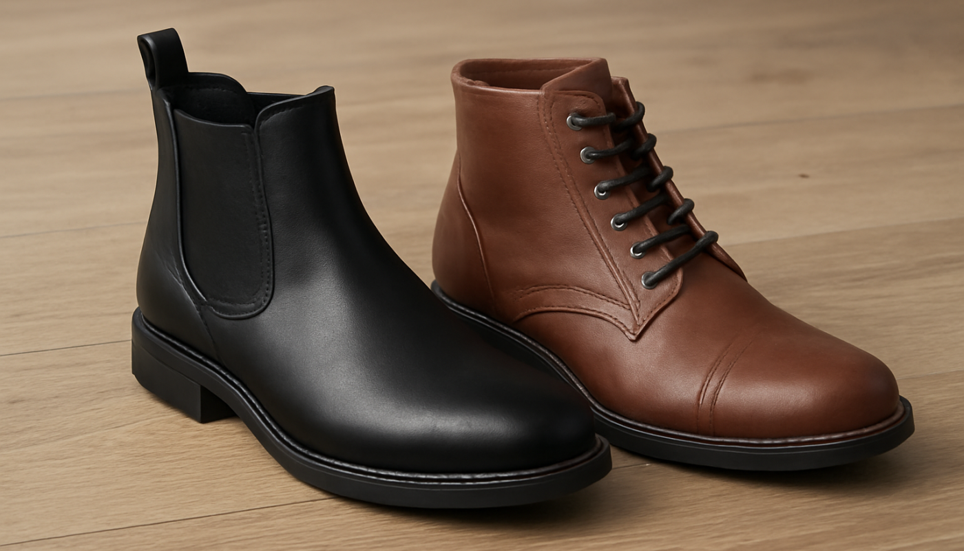 bottines chelsea et lacets posées côte à côte
