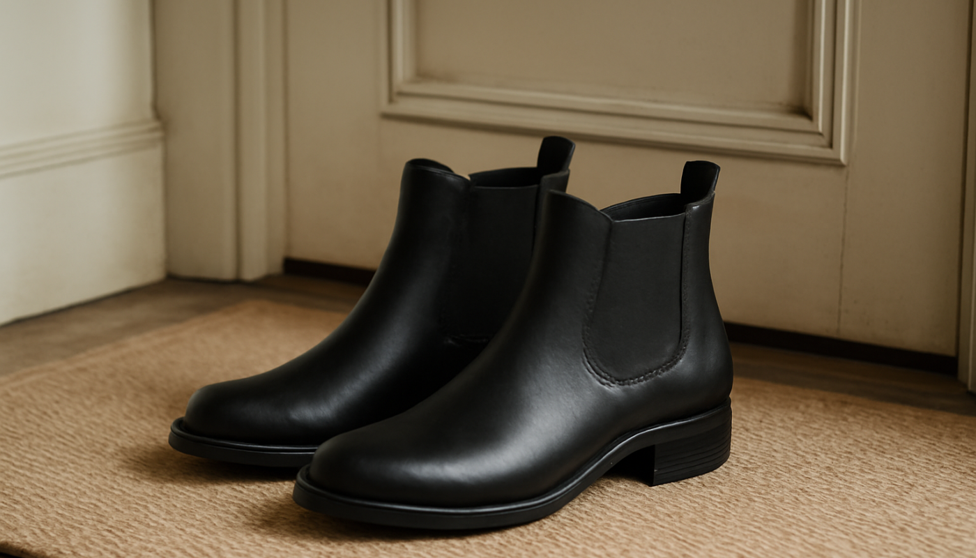 bottines à enfiler posées près d'une porte