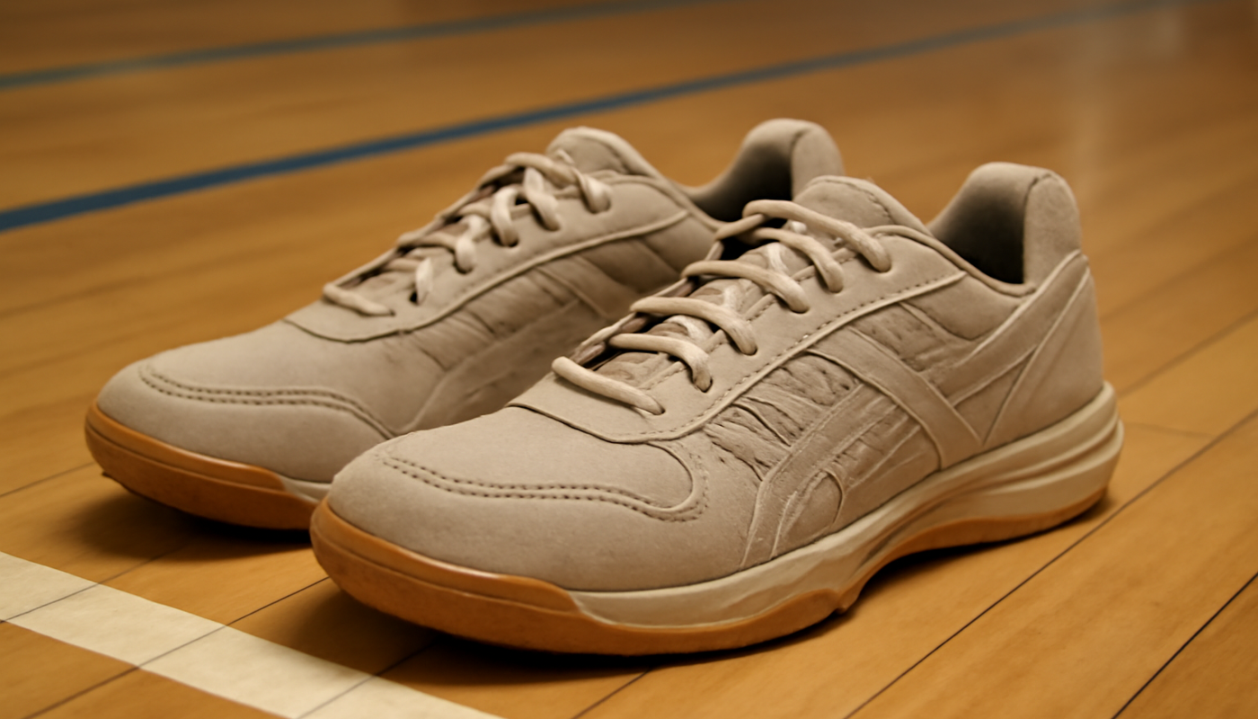 paire de chaussures indoor sur sol de salle