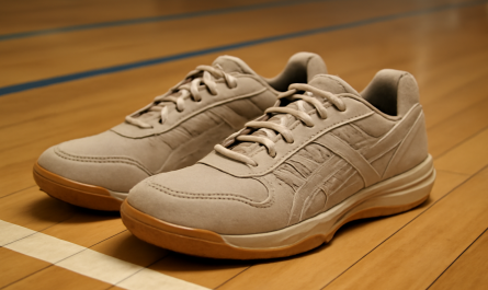paire de chaussures indoor sur sol de salle