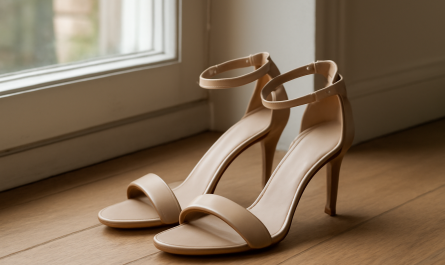 sandales elegantes posees pres d'une fenetre