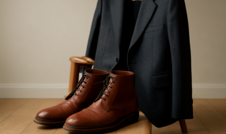 bottines posées près d'un tailleur sur chaise