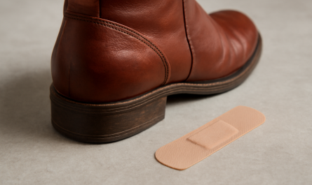 talon d'une bottine avec pansement a cote