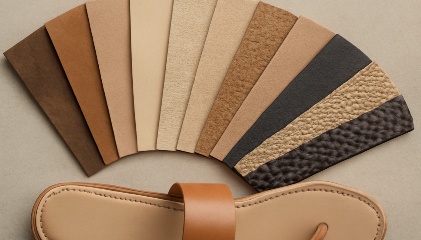 morceaux de materiaux pour sandales en eventail