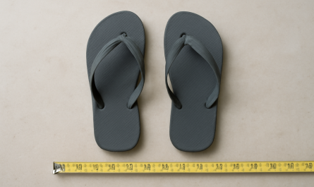 tongs disposées près d'un mètre ruban