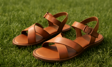 sandales posees sur herbe elegante
